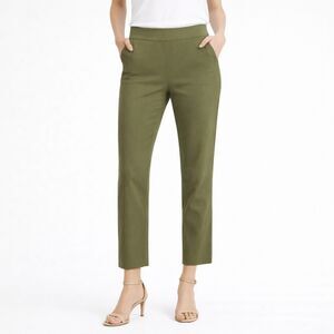 Theory Pants Women’s Size 0 Dark Olive Work Everyday Pull On Linen